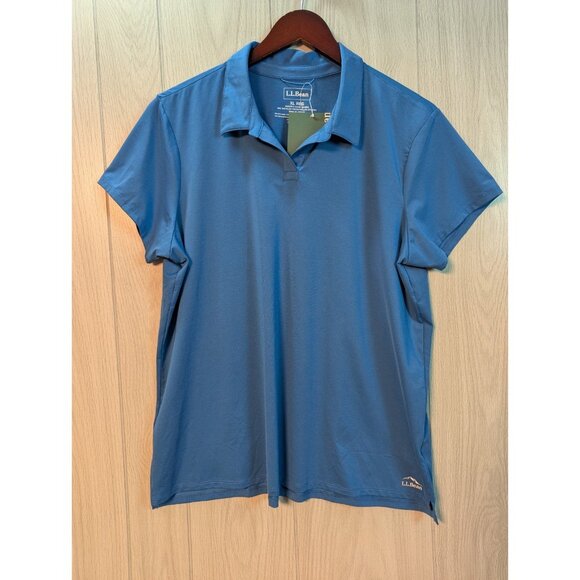 New LL Bean Women's Relaxed Fit Premium Double L Polo Shirt Blue Water XL - Picture 1 of 7